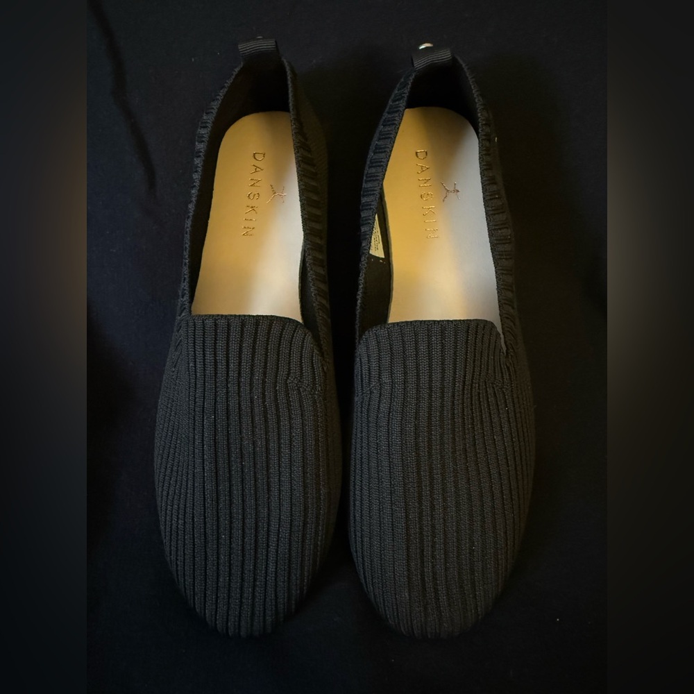 Womens Danskin Dream Knit Ribbed Ballet Flats black OSS